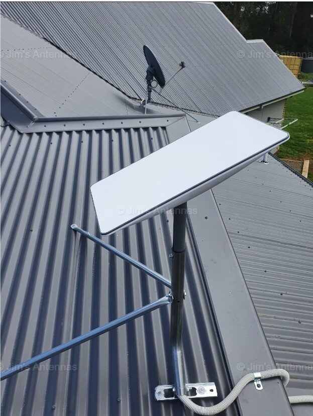 Starlink dish and TV antenna setup on an Alkimos new-estate home